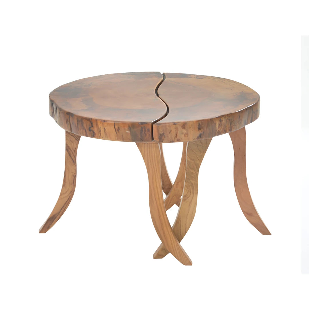 Carmen Beech Wood Three-Legged 2 Half Coffee Table