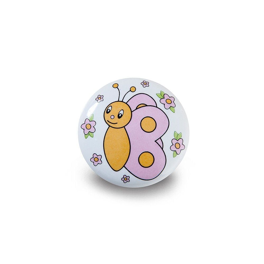 Porselen Düğme Çocuk Odası Kulbu Kelebek - Furnicept