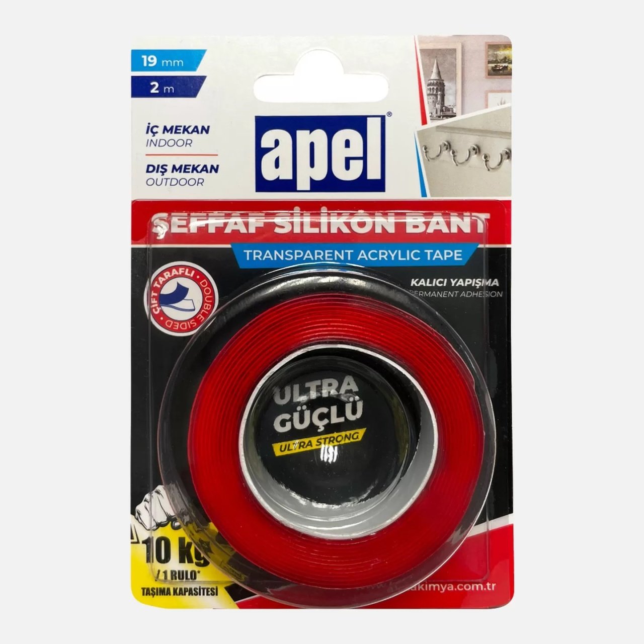 Apel Double Sided Transparent Silicone Tape Blister 19mm