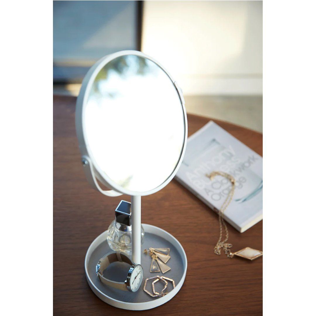 Makeup Mirror with Accessory Tray White