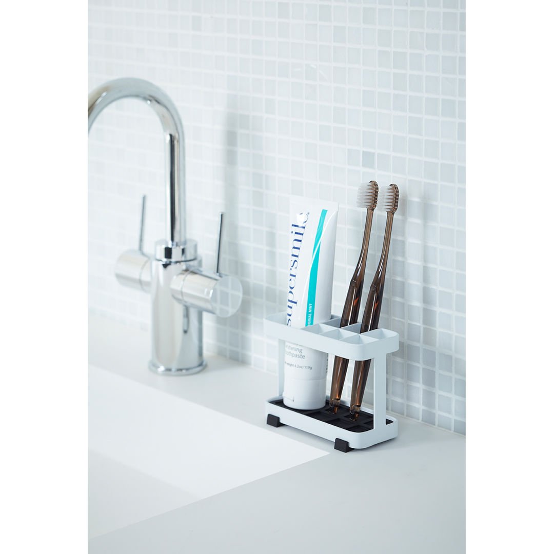 Tower White Toothbrush &amp; Toothpaste Stand
