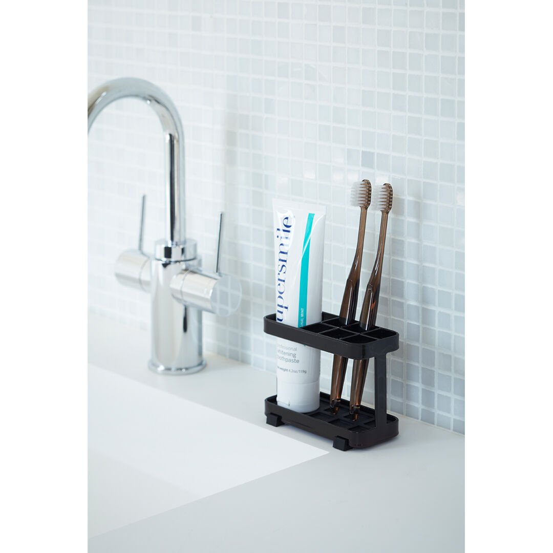 Tower Black Toothbrush &amp; Toothpaste Stand