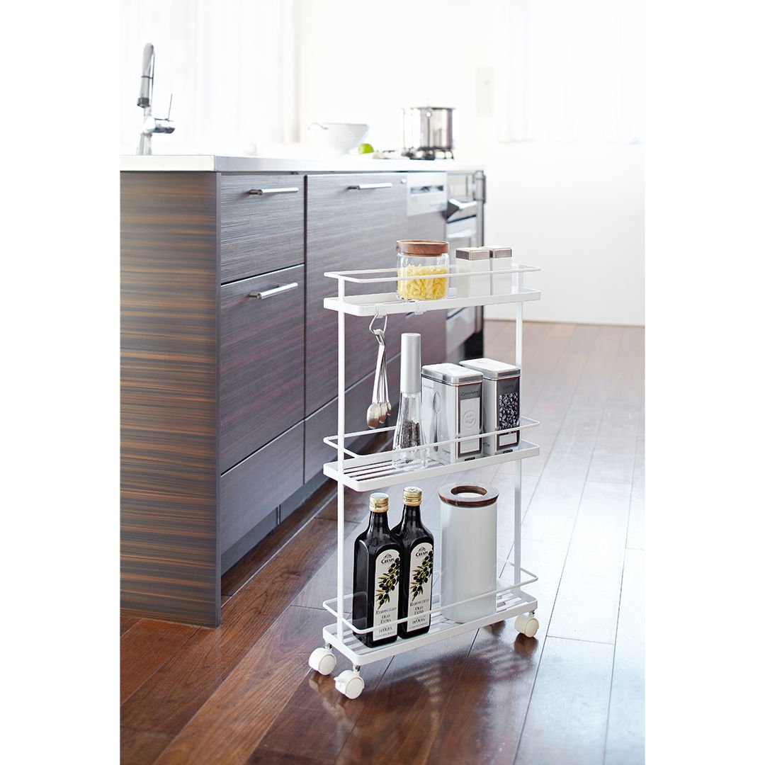 Tower Movable White Kitchen Pantry