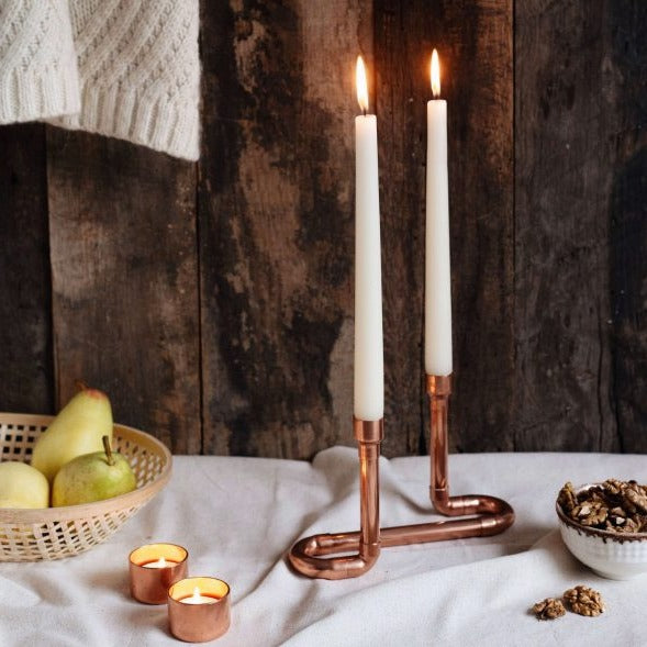 Tamassos Copper Double Candle Holder