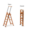 Cherry Wood Color Wooden 5 Step Lockable Ladder