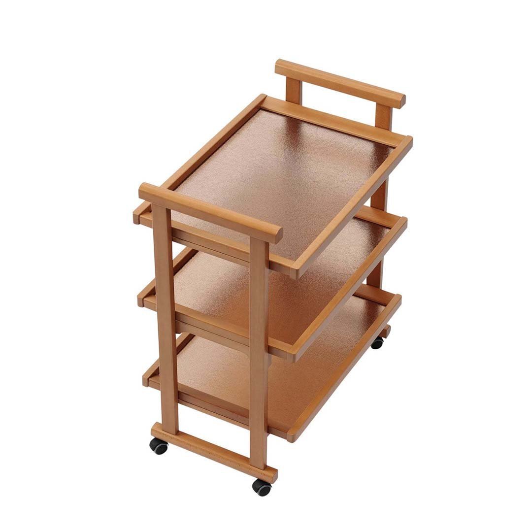 White Coated Wooden 3-Shelf Serving Trolley