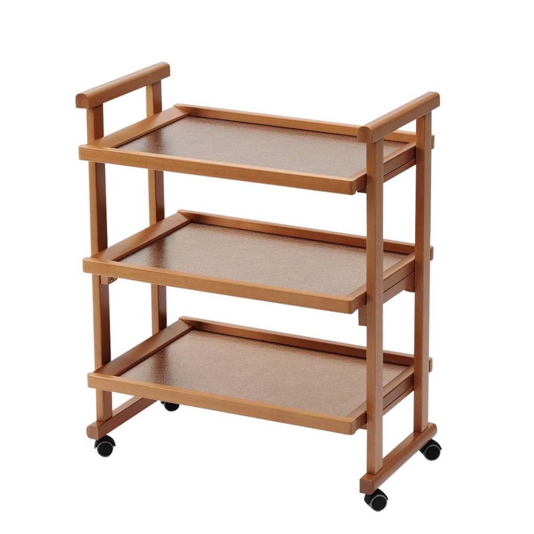 White Coated Wooden 3-Shelf Serving Trolley