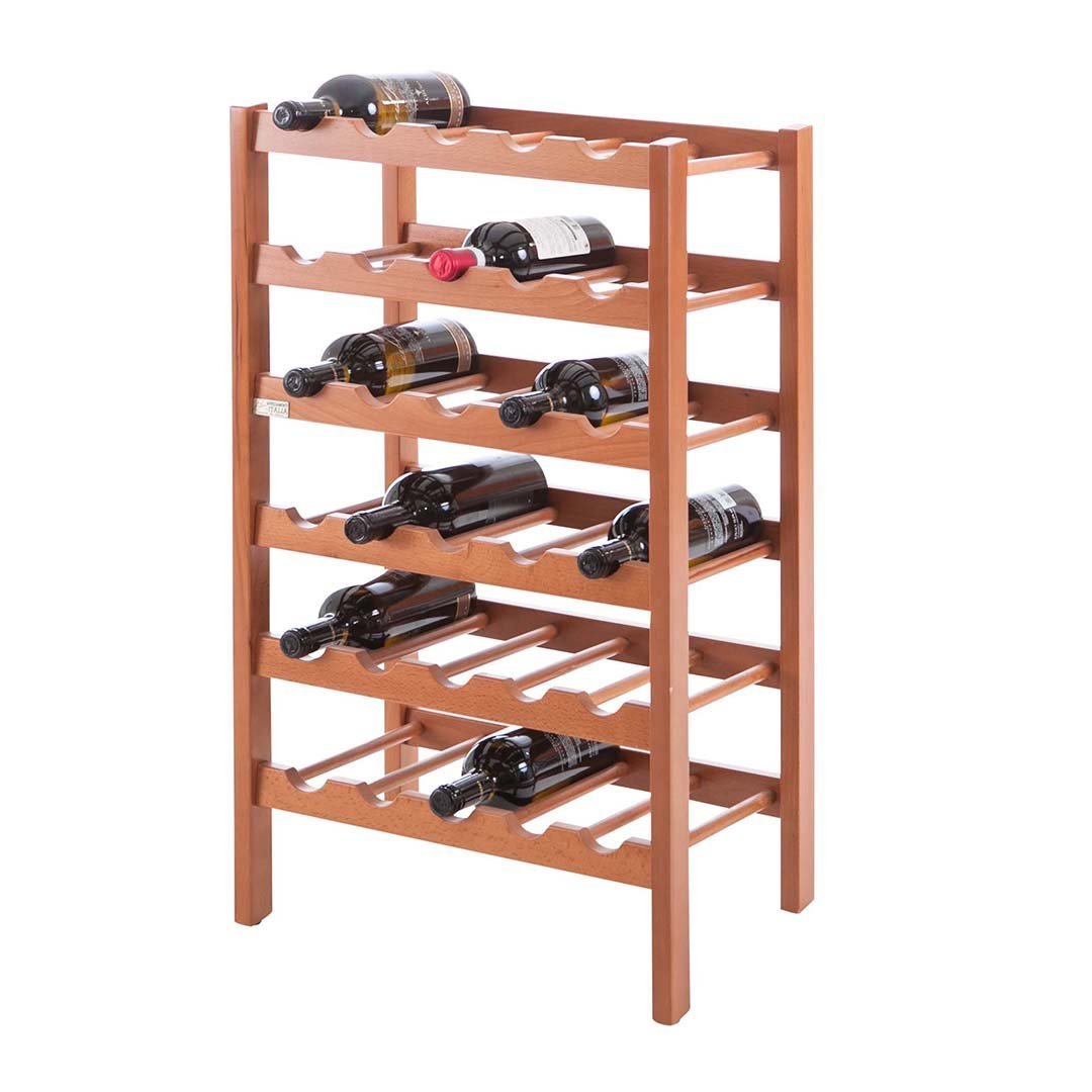 Cherry Wood Wooden Wine Rack For 32 Bottles