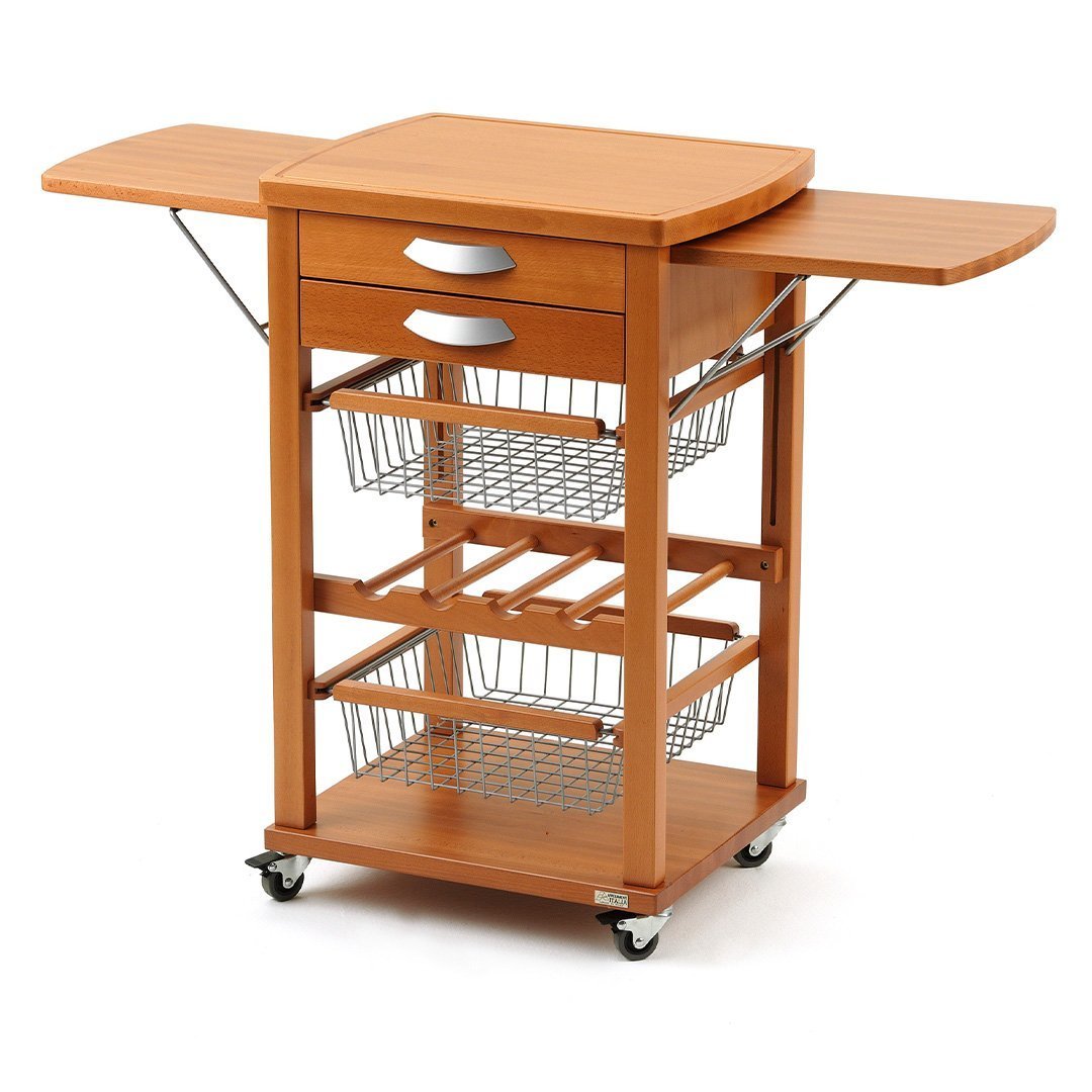 Cherry Wood Multi-Purpose Functional Wooden Kitchen Trolley
