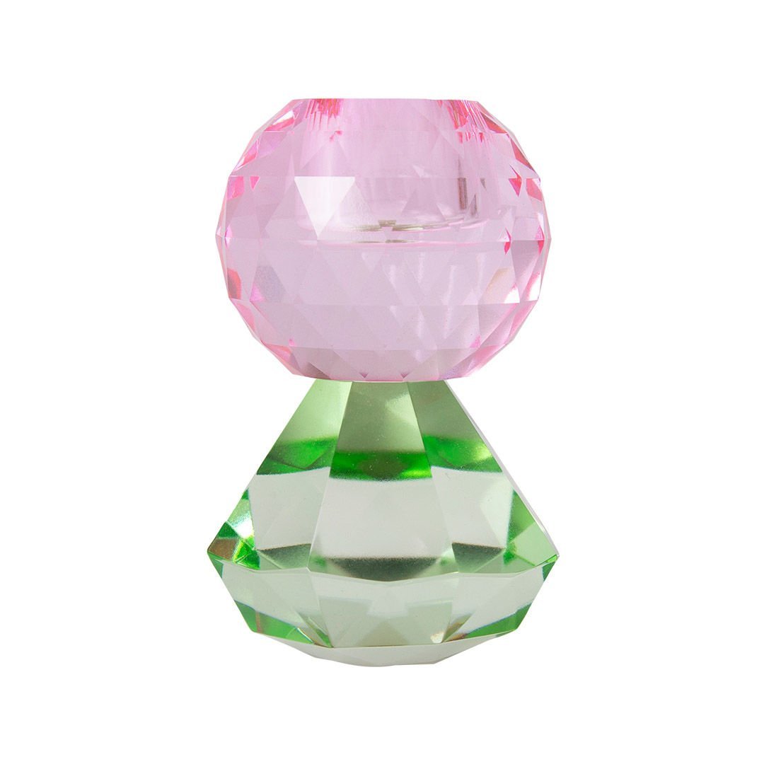Crystal Candle Holder, Baby Pink, Mint Color, 10X6 cm