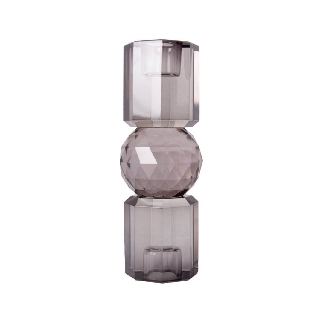 Crystal Candle Holder, Smoked, 16.5X6 cm