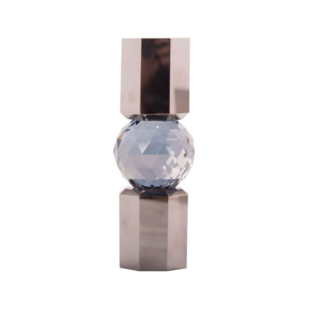 Kristal Mum Tutucu, Krom/Duman, 6X6X16,5 cm - Furnicept