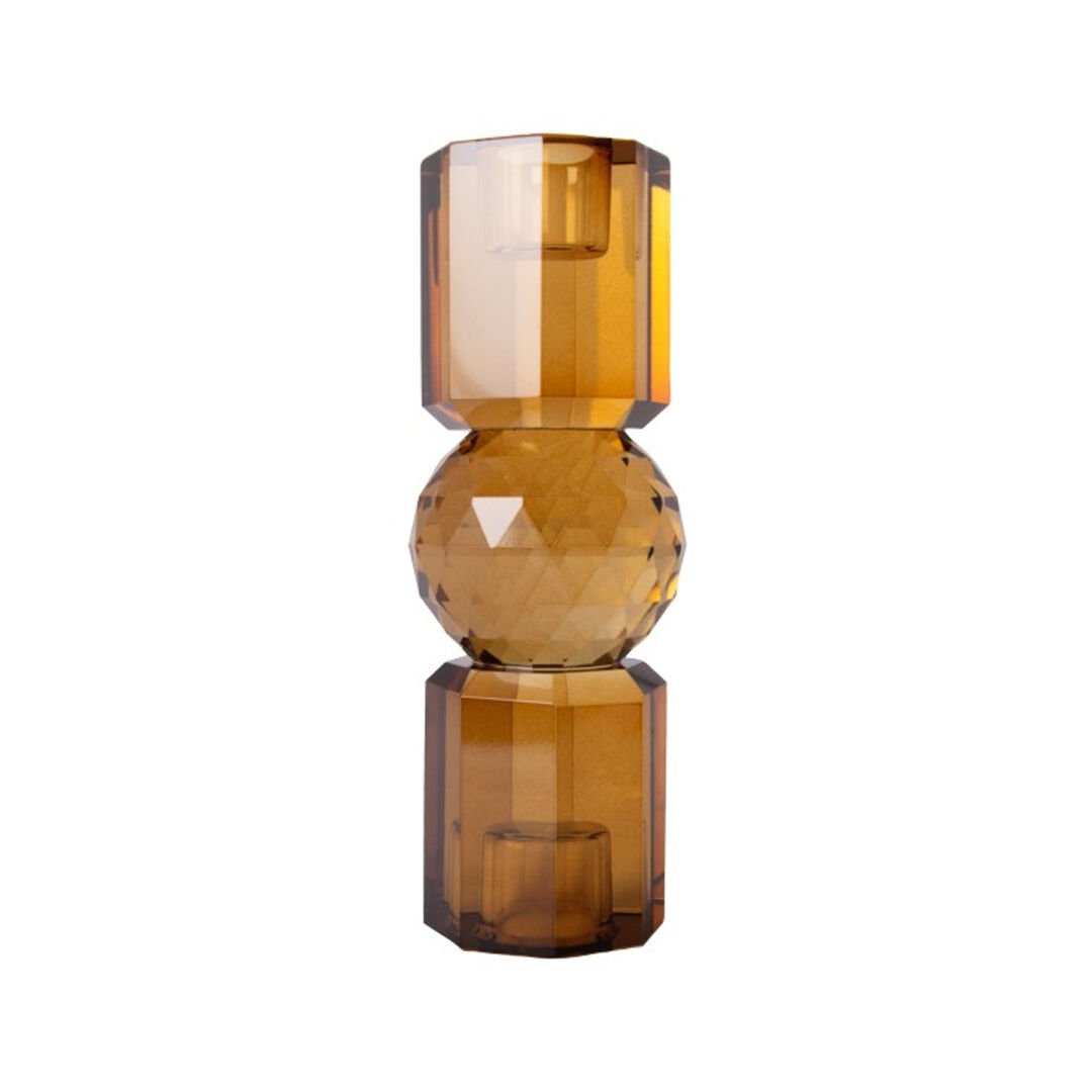 Crystal Candle Holder, Brown 16.5X6 cm