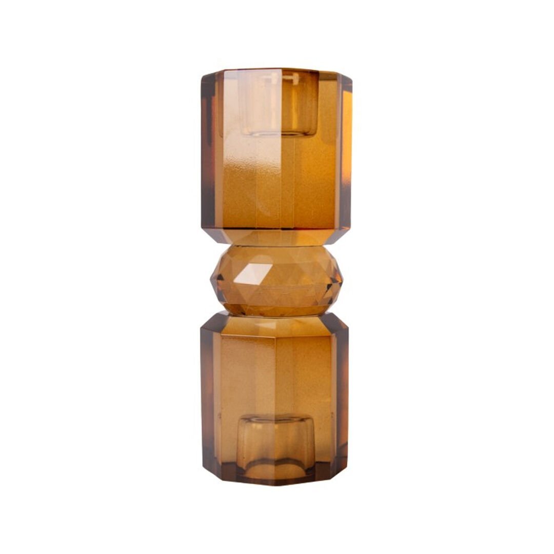 Crystal Candle Holder, Brown 15X5,5 cm