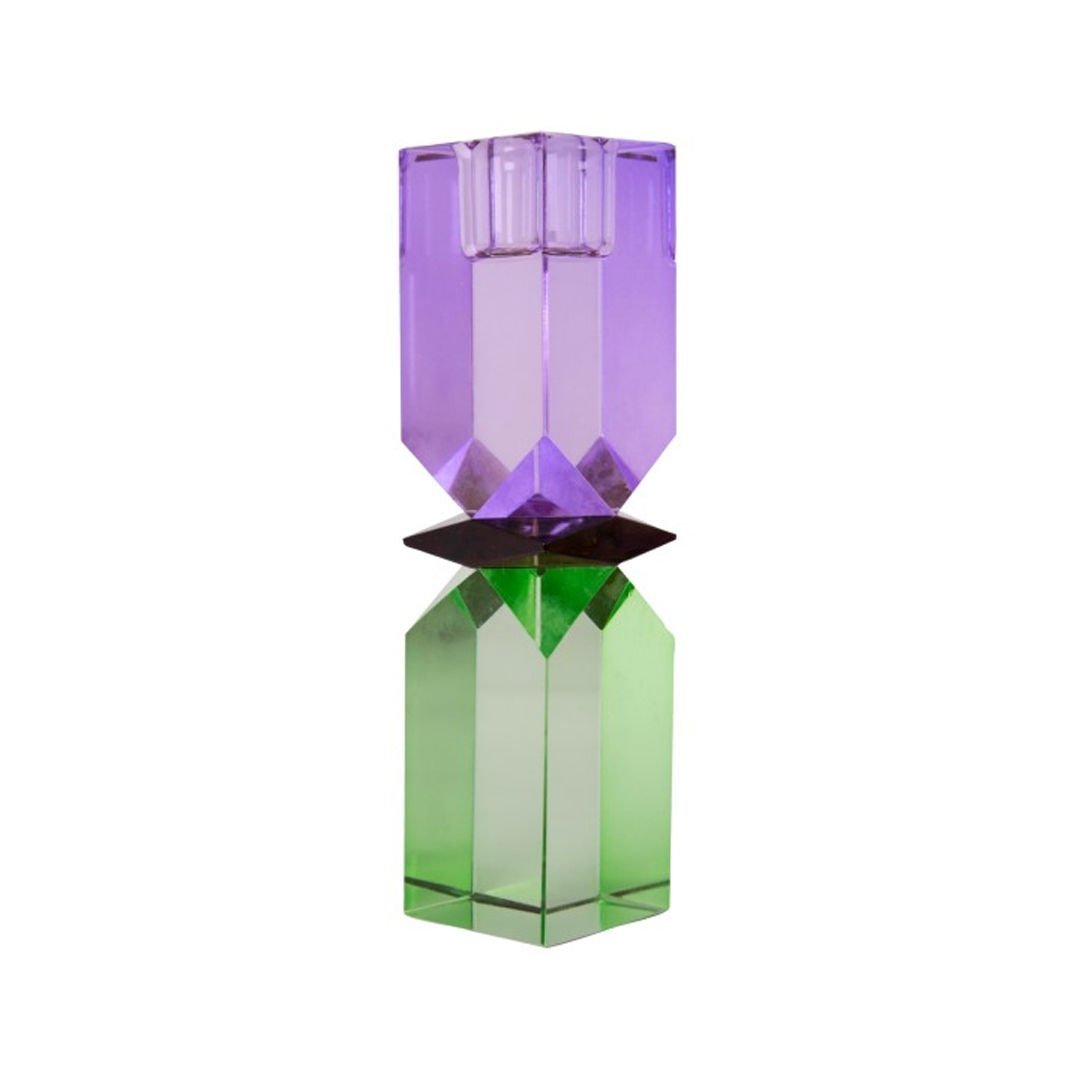 Crystal Candle Holder, Violet, Light Brown, Mint, 16X4X4 cm