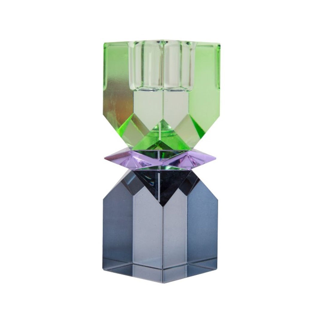 Crystal Candle Holder, Mint Green Dark Blue 11X4X4 cm