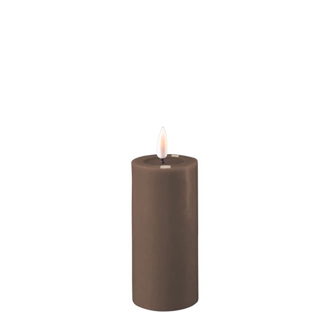 Moka Led Candle Brown 5X12.5 cm - De Rf-0092