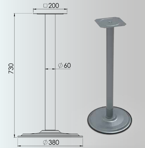730x60mm Round Base Eco Table Leg Set of 2