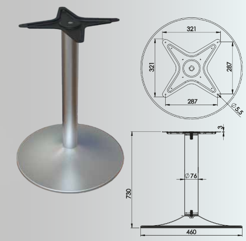 730x60mm Conical Table Leg Set of 2