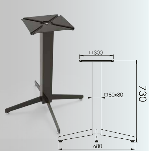 730x80x80mm Four-Legged Table Leg Set of 2
