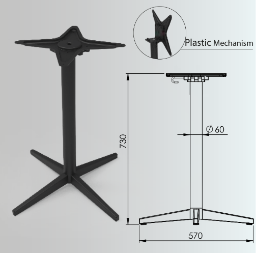 730x60mm Four-Legged Folding Table Leg Set of 2
