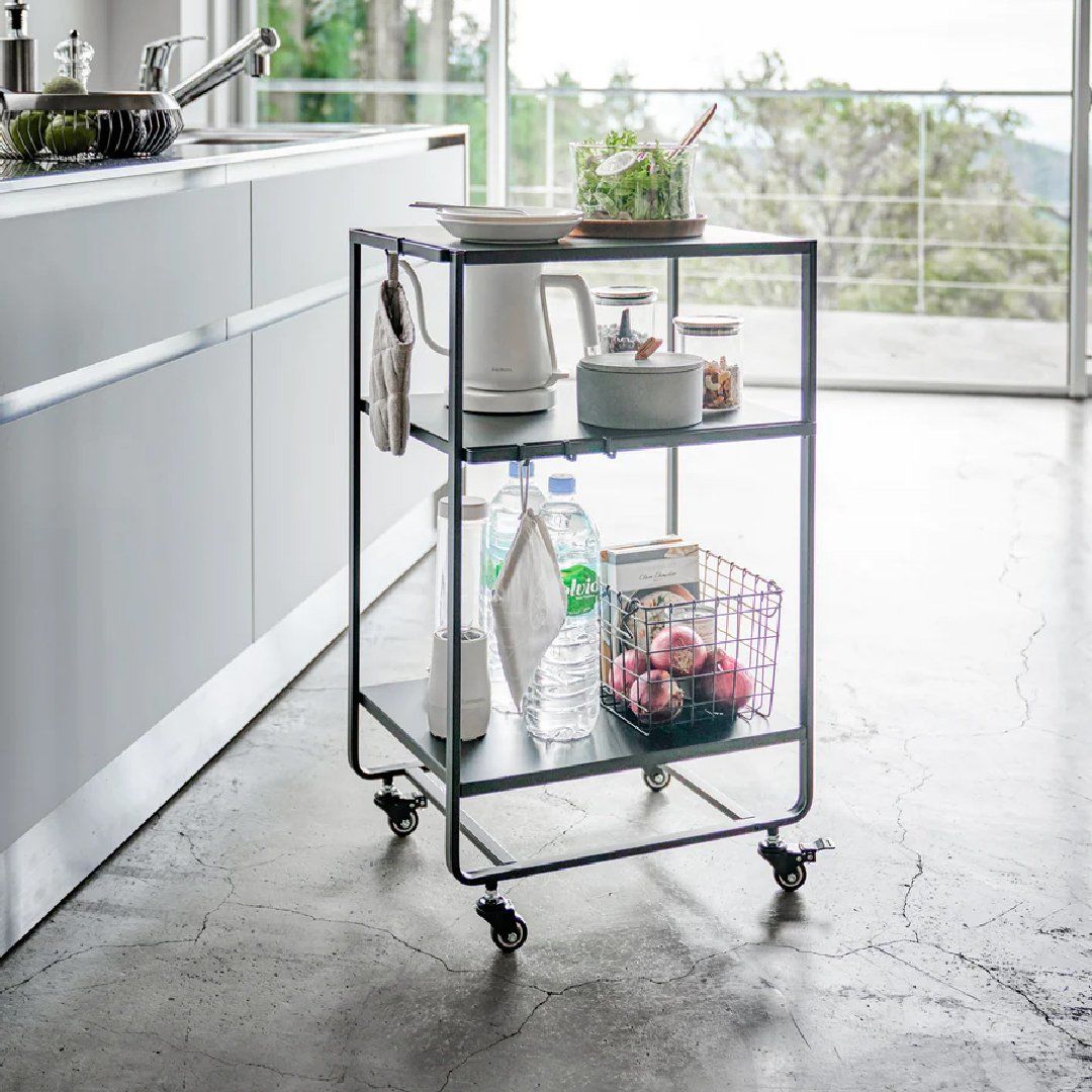 Tower 3 Tier Kitchen Trolley with Handle Black